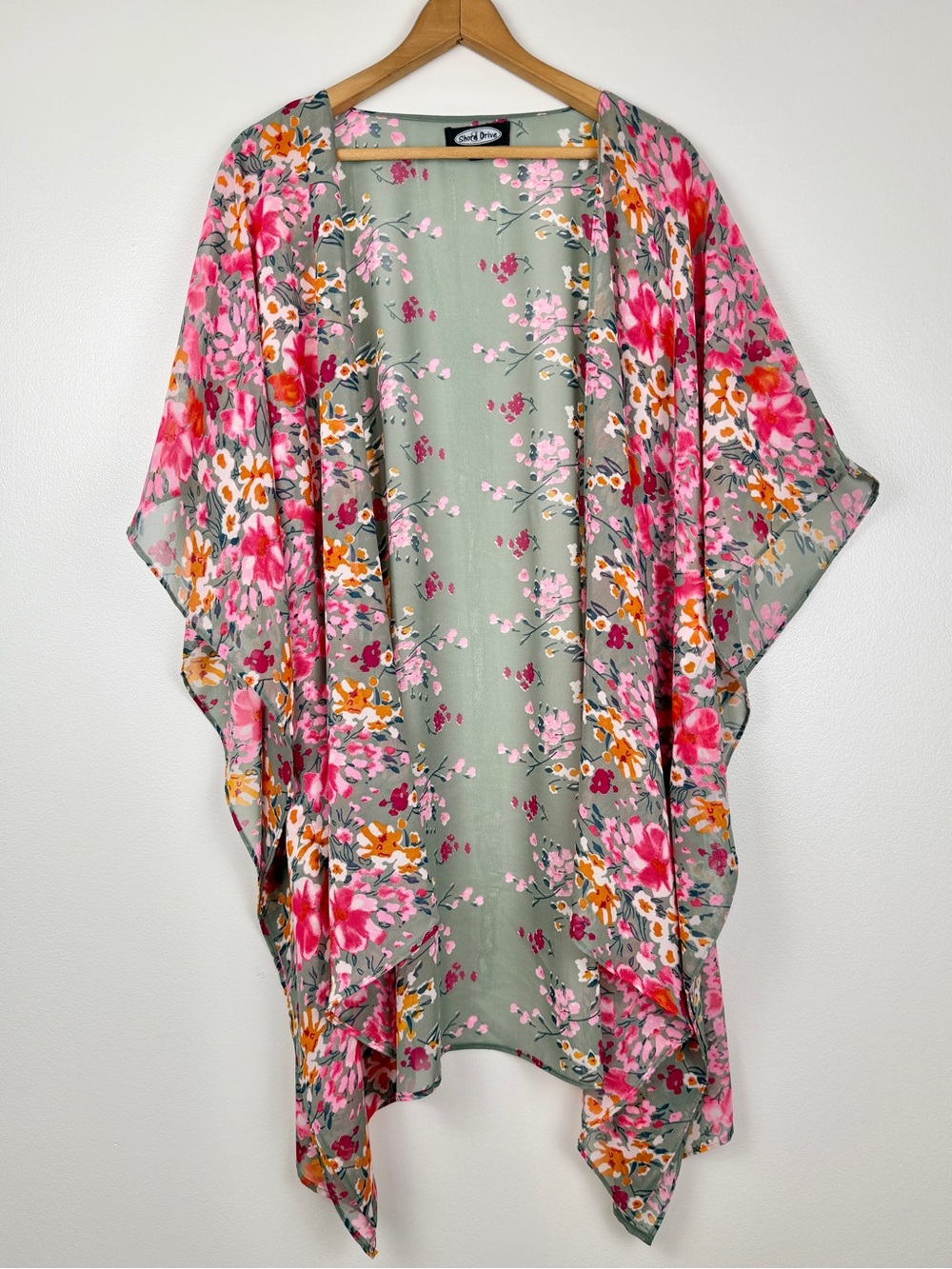Floral Sheer Kimono Boho Chiffon Duster Swim Cover Up Free Size